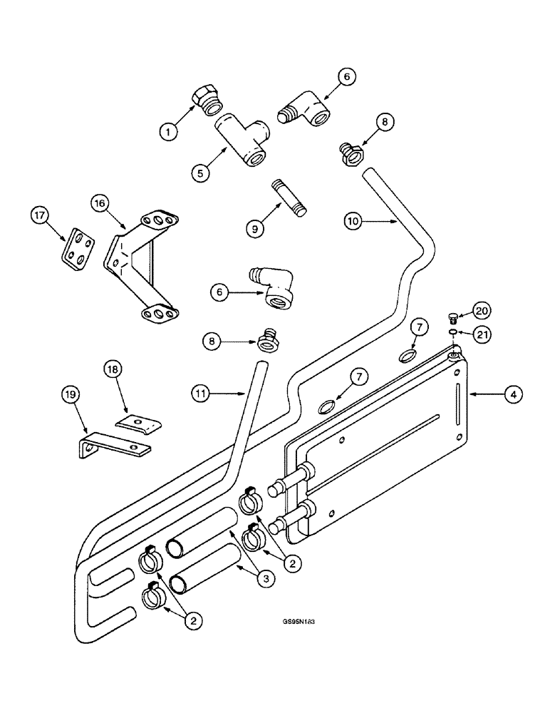 Схема запчастей Case IH D-358 - (6-090) - ENGINE OIL COOLER AND CONNECTIONS 