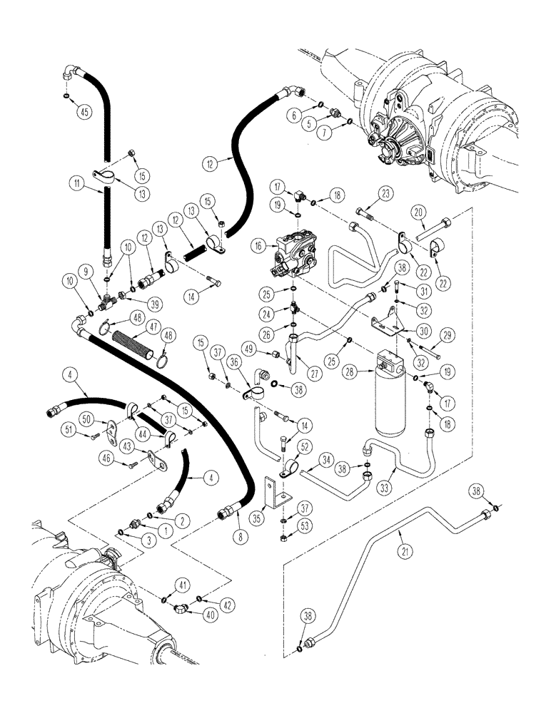 Схема запчастей Case IH STX450 - (08-08) - 500 SERIES AXLE HYDRAULICS - LUBRICATION AND COOLING CIRCUIT, BSN JEE0102001, WHEEL TRACTOR (08) - HYDRAULICS