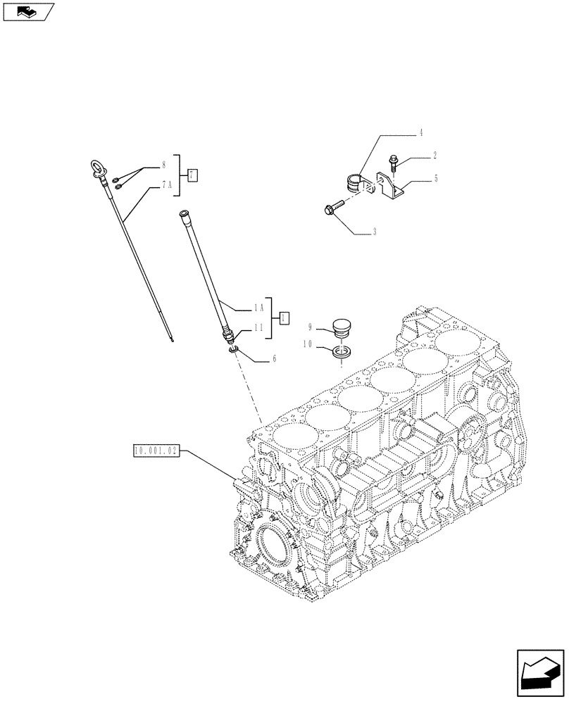 Схема запчастей Case IH F2CFE613T A019 - (10.304.01[01]) - ENGINE OIL DIPSTICK (504279536-5801462723-504055391) (10) - ENGINE