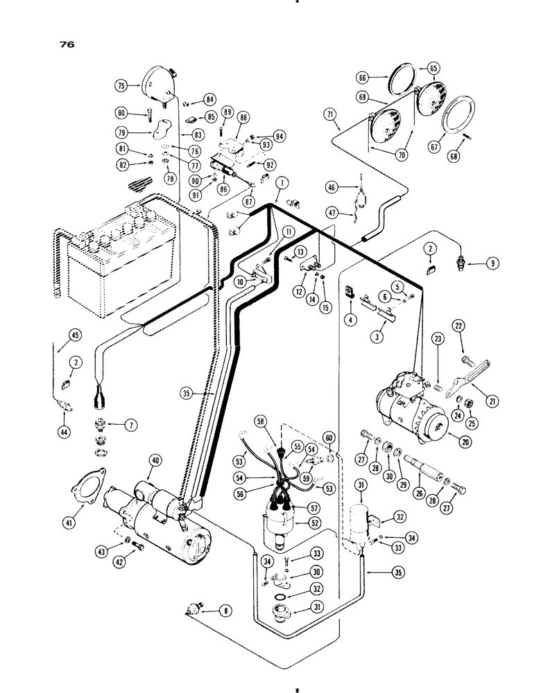 Схема запчастей Case IH 730 SERIES - (076) - ELECTRICAL EQUIPMENT AND WIRING, 251 AND 284 SPARK IGNITION ENGINES (04) - ELECTRICAL SYSTEMS