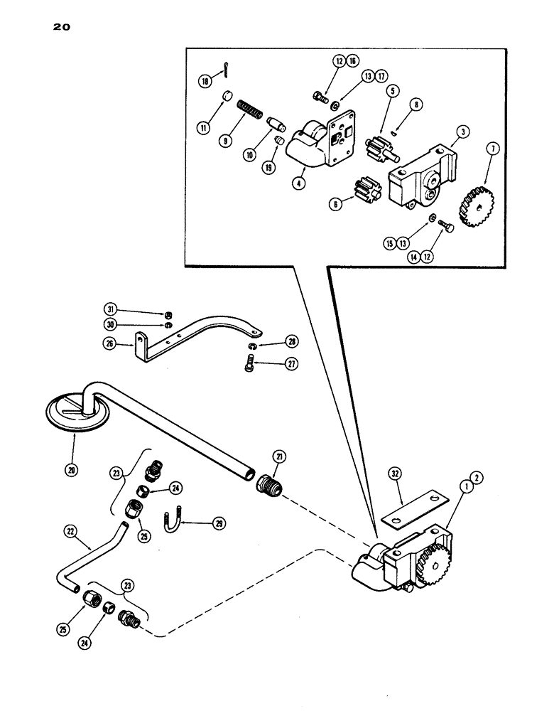 Схема запчастей Case IH 1030 - (020) - OIL PUMP, FRONT MOUNTED, FIRST USED ENGINE SERIAL NUMBER 2174160 (02) - ENGINE