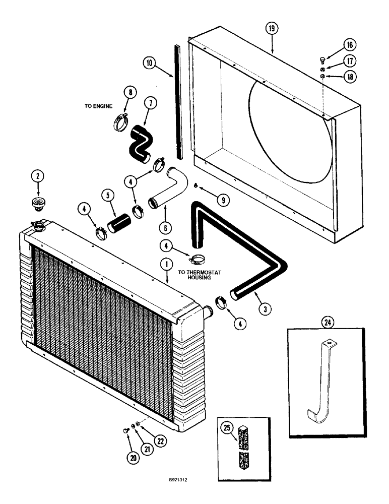 Схема запчастей Case IH 1800 - (2-02) - RADIATOR AND FAN SHROUD (01) - ENGINE