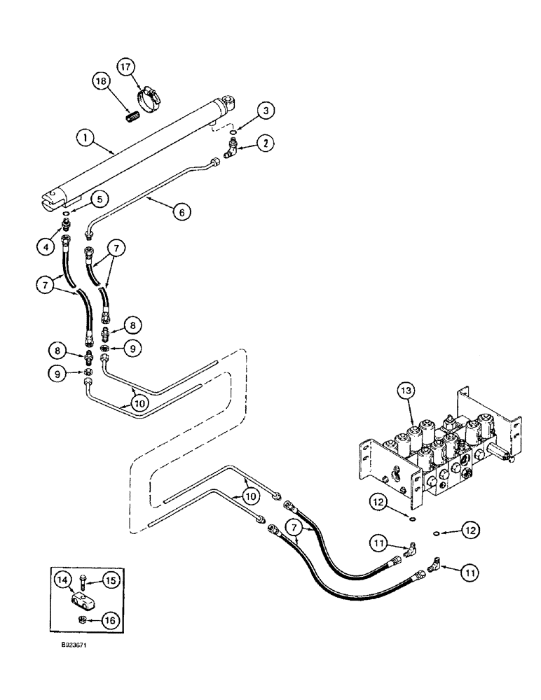 Схема запчастей Case IH 1666 - (8-74) - UNLOADER TUBE SWING CYLINDER SYSTEM (07) - HYDRAULICS