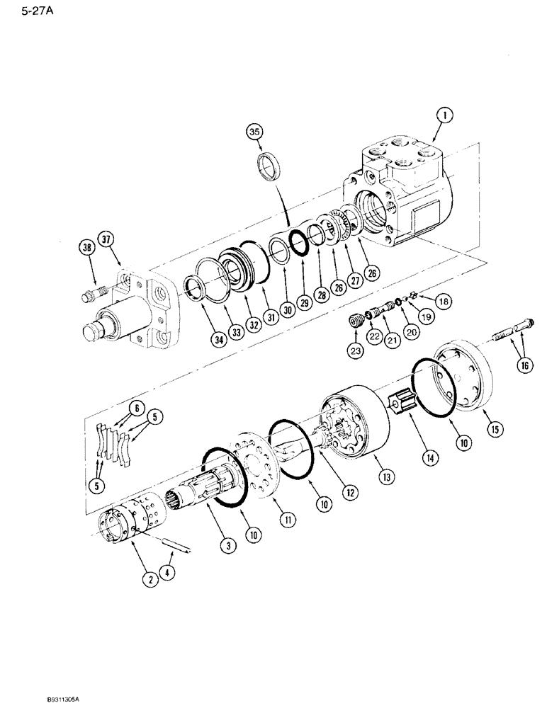 Схема запчастей Case IH 7110 - (5-27A) - STEERING PUMP ASSEMBLY, P/N 1542616C2, EATON PUMP, IF EQUIPPED, TWO WHEEL DRIVE (05) - STEERING