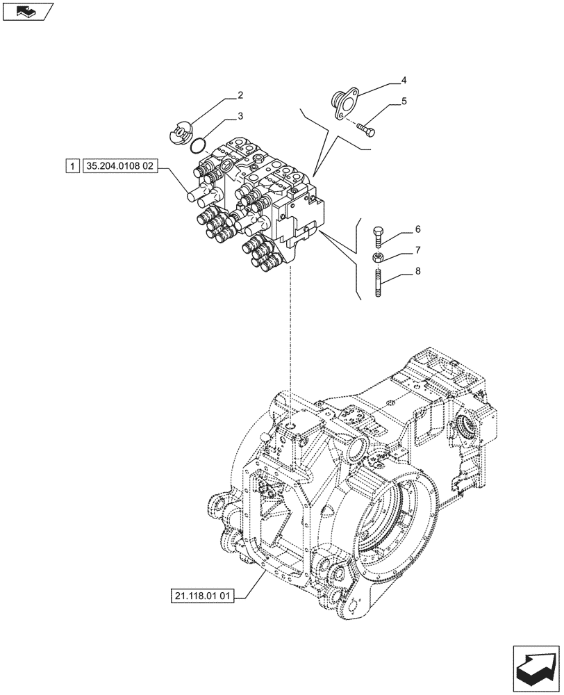 Схема запчастей Case IH PUMA 215 - (35.204.0108[01]) - 4 REMOTE CONTROL VALVES, MECHANICAL (VAR.720669) (35) - HYDRAULIC SYSTEMS