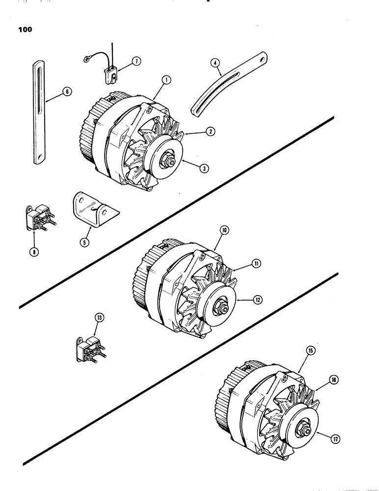 Схема запчастей Case IH 1070 - (0100) - ALTERNATOR CONVERSION KIT, TO CONVERT A 55 AMP PRESTOLITE ALTERNATOR TO A 72 AMP DELCO ALTERNATOR (04) - ELECTRICAL SYSTEMS