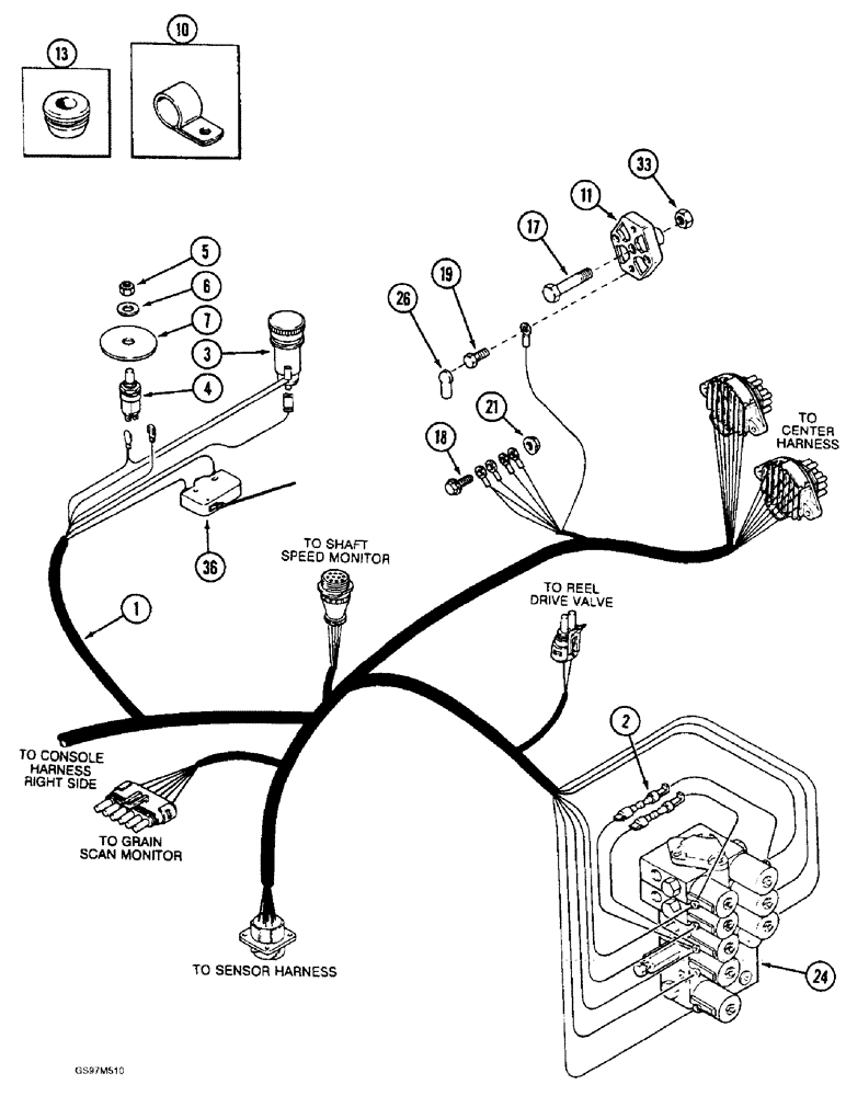 Схема запчастей Case IH 1660 - (4-18) - CONSOLE HARNESS, LEFT-HAND SIDE, P.I.N. JJC0103800 AND AFTER (06) - ELECTRICAL