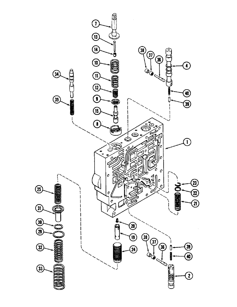 Схема запчастей Case IH 8950 - (6-036) - TRANSMISSION CONTROL VALVE ASSEMBLY, BODY SECTION AND CLUTCH SPOOLS (06) - POWER TRAIN