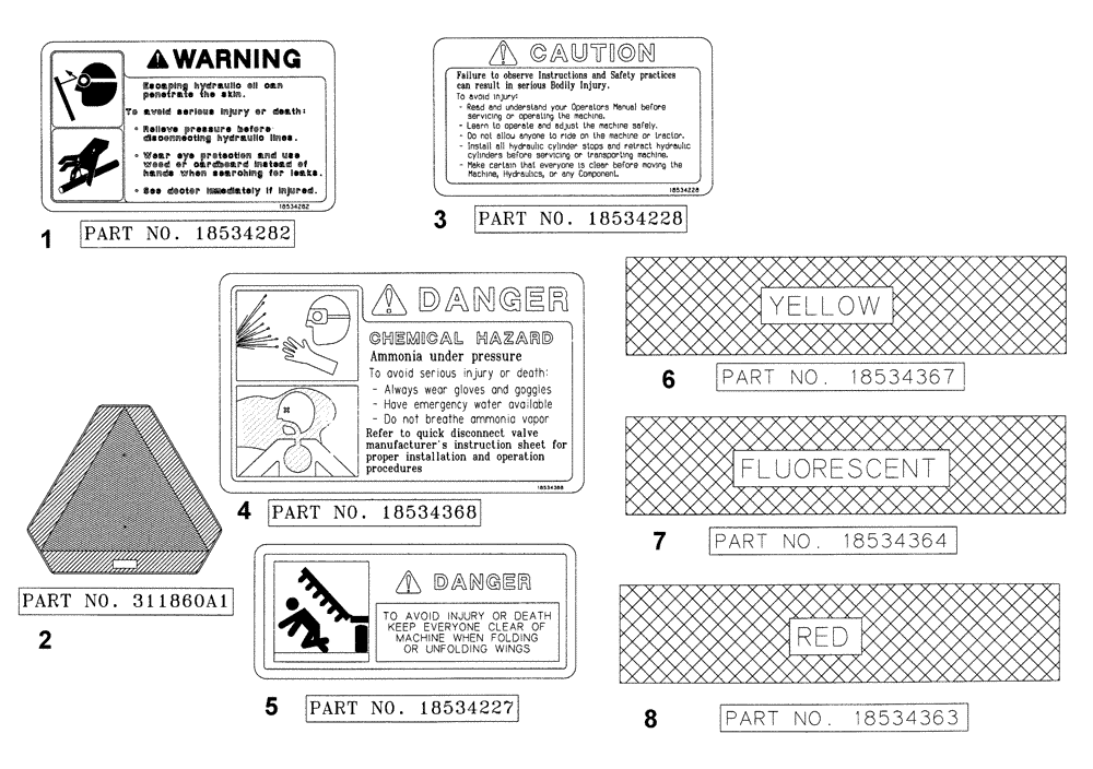 Схема запчастей Case IH 5300 - (90.108.03.01) - DECALS (09) - CHASSIS/ATTACHMENTS