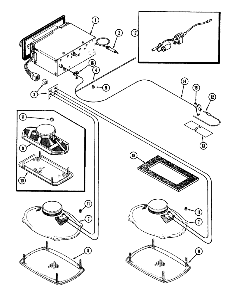 Схема запчастей Case IH 2090 - (9-608) - CAB, HEADLINER MOUNTED RADIO AND SPEAKERS (09) - CHASSIS/ATTACHMENTS