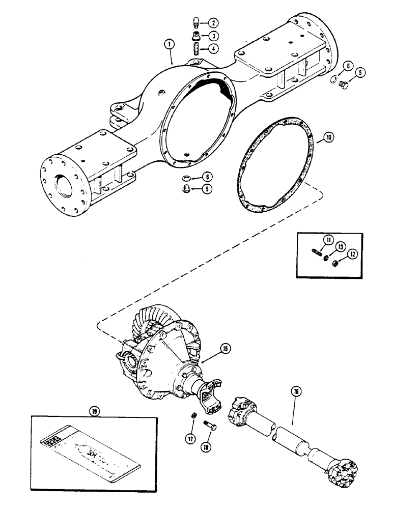 Схема запчастей Case IH 2670 - (232) - REAR AXLE DIFFERENTIAL HOUSING, COMMON TO REAR RIGID AND REAR HYDRAULIC STEER (06) - POWER TRAIN