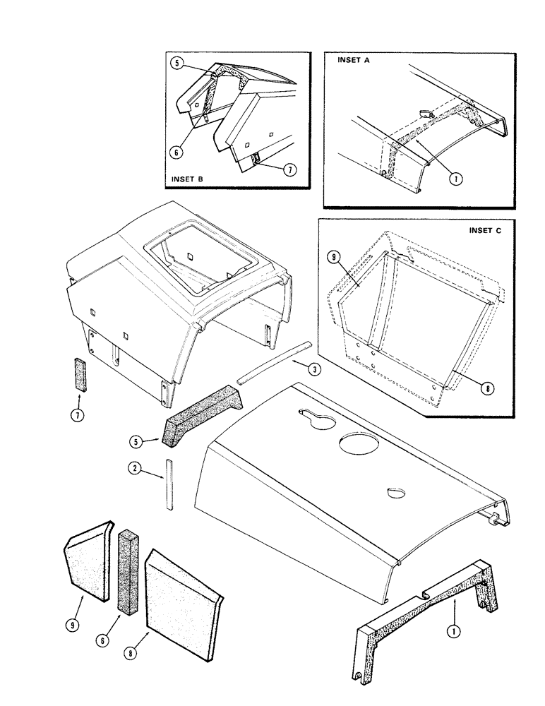 Схема запчастей Case IH 1570 - (252) - HOOD SEALS (09) - CHASSIS/ATTACHMENTS