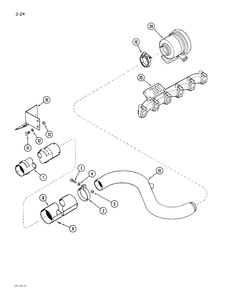 Схема запчастей Case IH 1822 - (2-24) - EXHAUST SYSTEM 6TA-590 ENGINE (01) - ENGINE