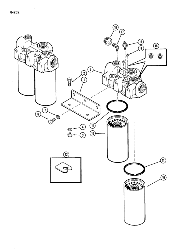 Схема запчастей Case IH 4490 - (8-252) - HYDRAULIC OIL FILTER ASSEMBLY (08) - HYDRAULICS