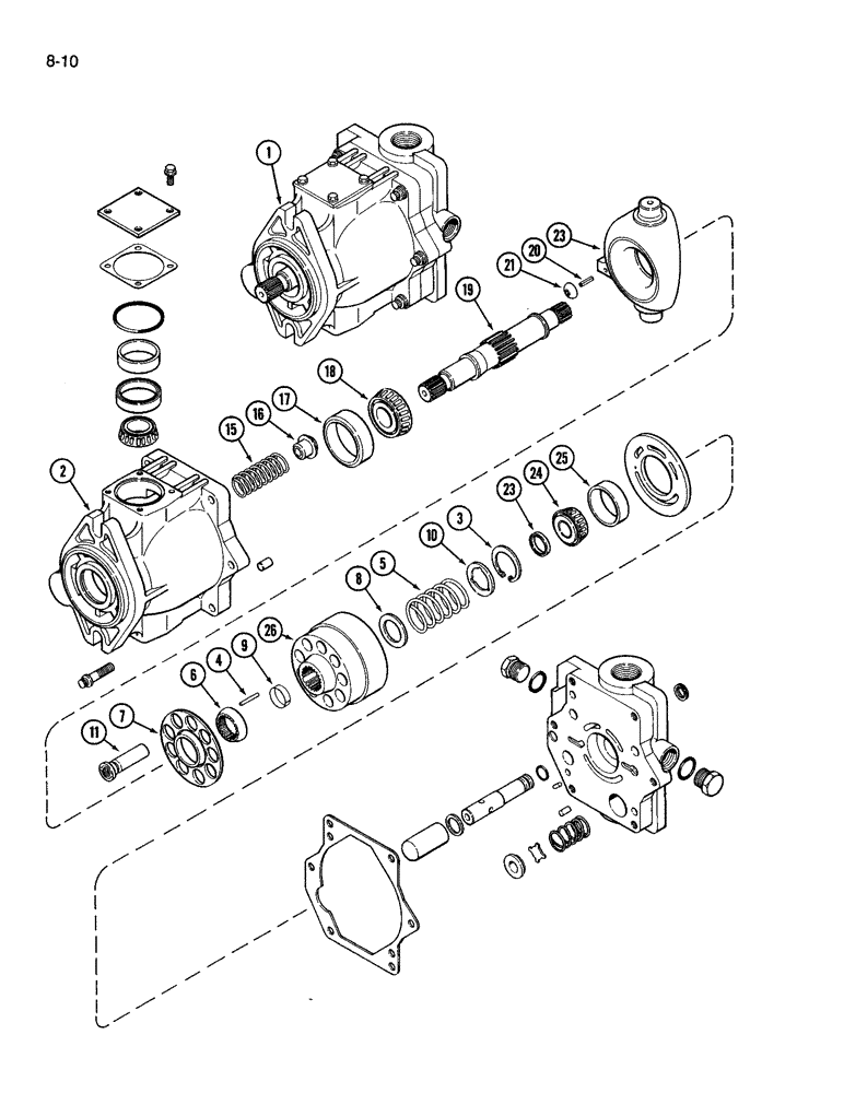 Схема запчастей Case IH 3594 - (8-010) - GEAR AND PISTON PUMP ASSEMBLY (08) - HYDRAULICS