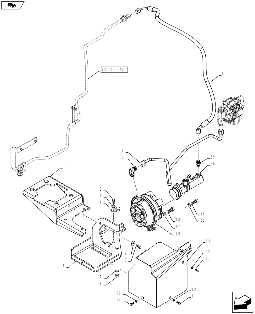 Схема запчастей Case IH PUMA 170 - (33.202.04[04]) - ABS SYSTEM - PNEUMATIC TRAILER BRAKE - FRONT MASTER CYLINDER AND CONVERTER (VAR. 743922) (33) - BRAKES & CONTROLS