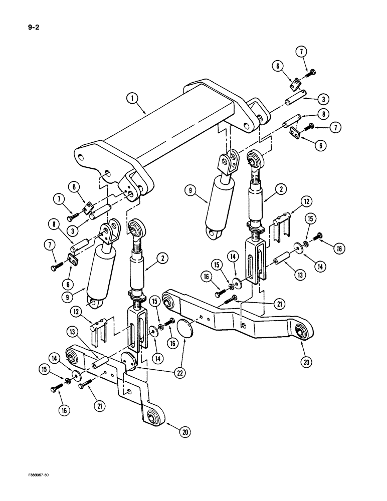 Схема запчастей Case IH 9180 - (9-002) - HITCH ROCKERSHAFT (09) - CHASSIS/ATTACHMENTS