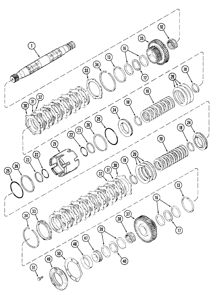 Схема запчастей Case IH 7220 - (6-016) - TRANSMISSION SPEED, OUTPUT SHAFT AND REAR CLUTCH (06) - POWER TRAIN