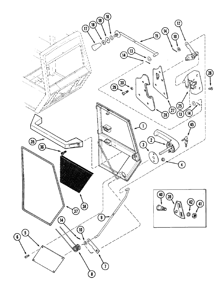 Схема запчастей Case IH 4690 - (9-390) - CAB, DOOR ASSEMBLY (09) - CHASSIS/ATTACHMENTS