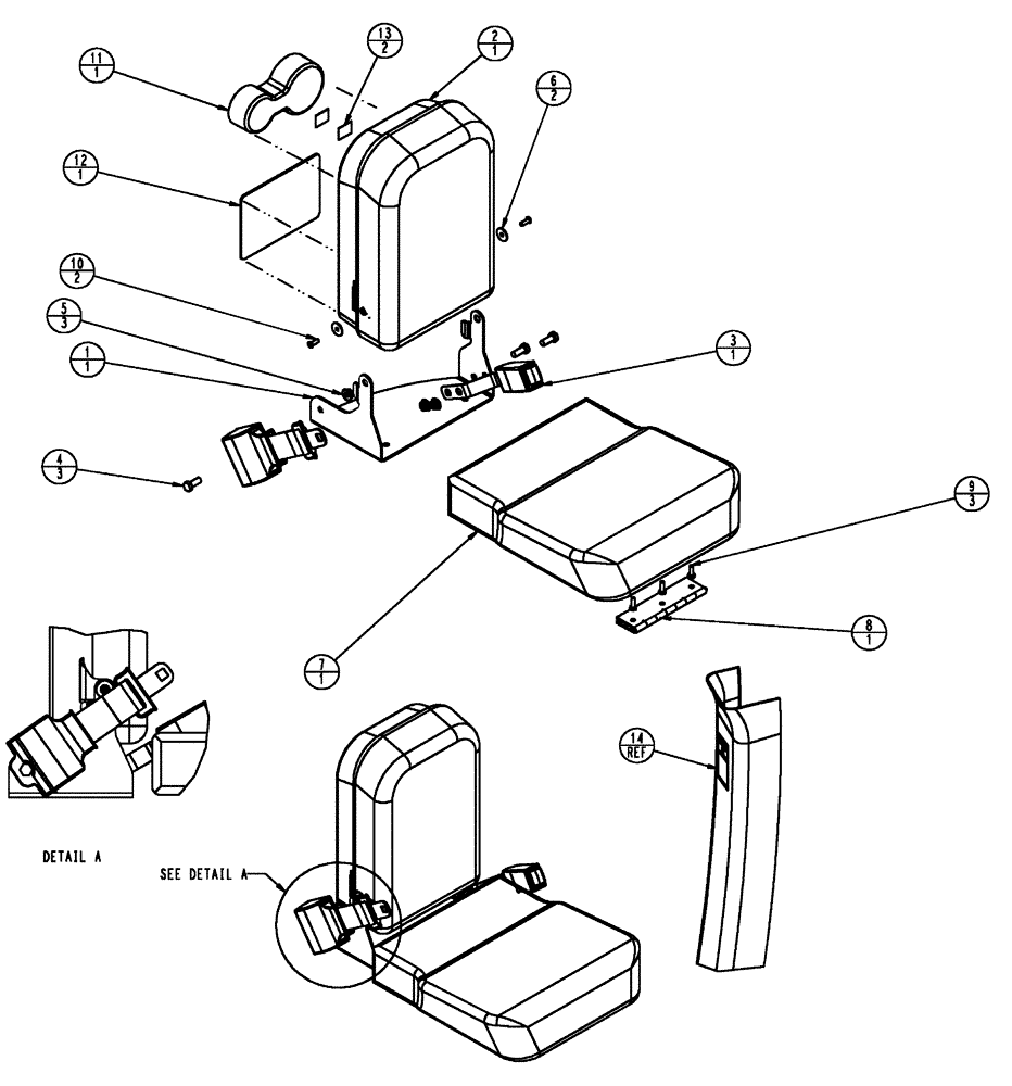 Схема запчастей Case IH TITAN 3520 - (01-043) - SEAT, INSTRUCTIONAL, CLOTH, BEGINNING 1/2009 (10) - CAB