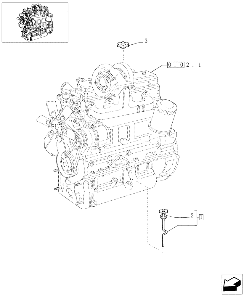 Схема запчастей Case IH JX1095N - (0.27.0) - OIL LEVEL INDICATOR & FILL CAP (01) - ENGINE