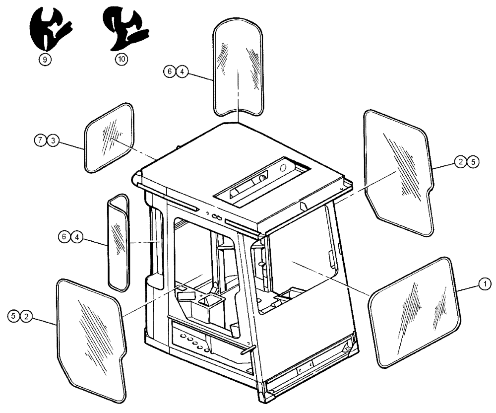 Схема запчастей Case IH 3185 - (01-008) - CAB GLASS Cab Interior