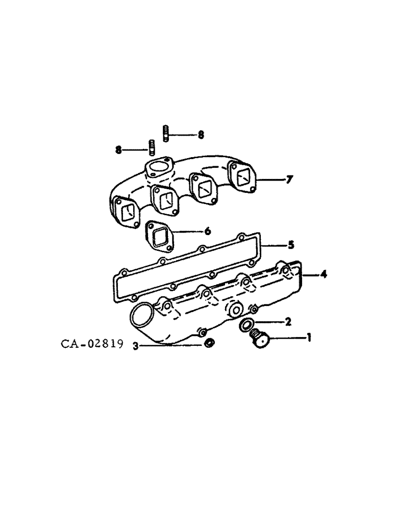 Схема запчастей Case IH D-239 - (D-43) - EXHAUST SYSTEM, VERTICAL, ALL MACHINES EXCEPT 5000 AND 5500 WINDROWERS WITH S/N DF2D020227 AND ABOVE 