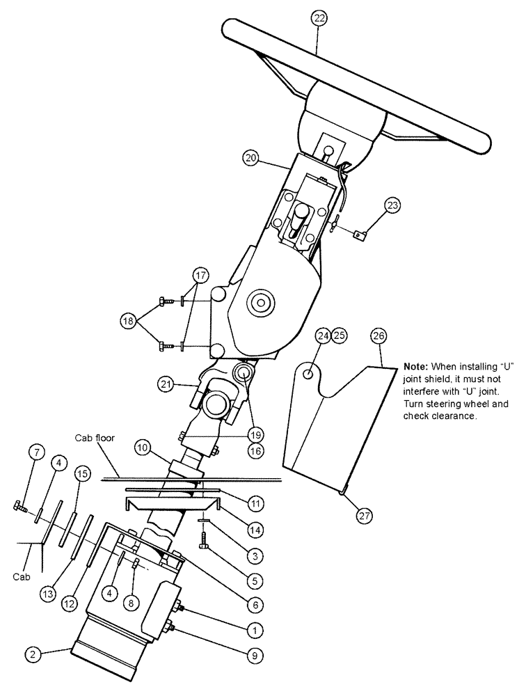 Схема запчастей Case IH 3150 - (01-006) - STEERING ASSEMBLY Cab Interior