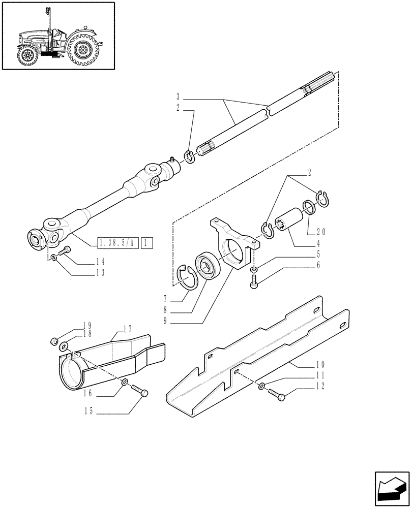 Схема запчастей Case IH JX1095N - (1.38.5) - 4WD PROPELLER SHAFT (04) - FRONT AXLE & STEERING