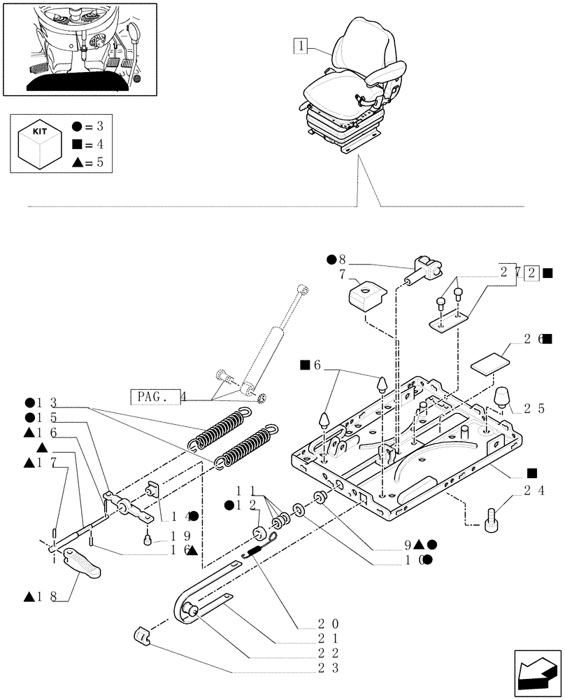 Схема запчастей Case IH MAXXUM 100 - (1.93.3/ G[05]) - DELUXE SEAT WITH MECHANICAL SUSPENSION. OPS AND BELTS - BREAKDOWN - W/CAB - D5518 (10) - OPERATORS PLATFORM/CAB