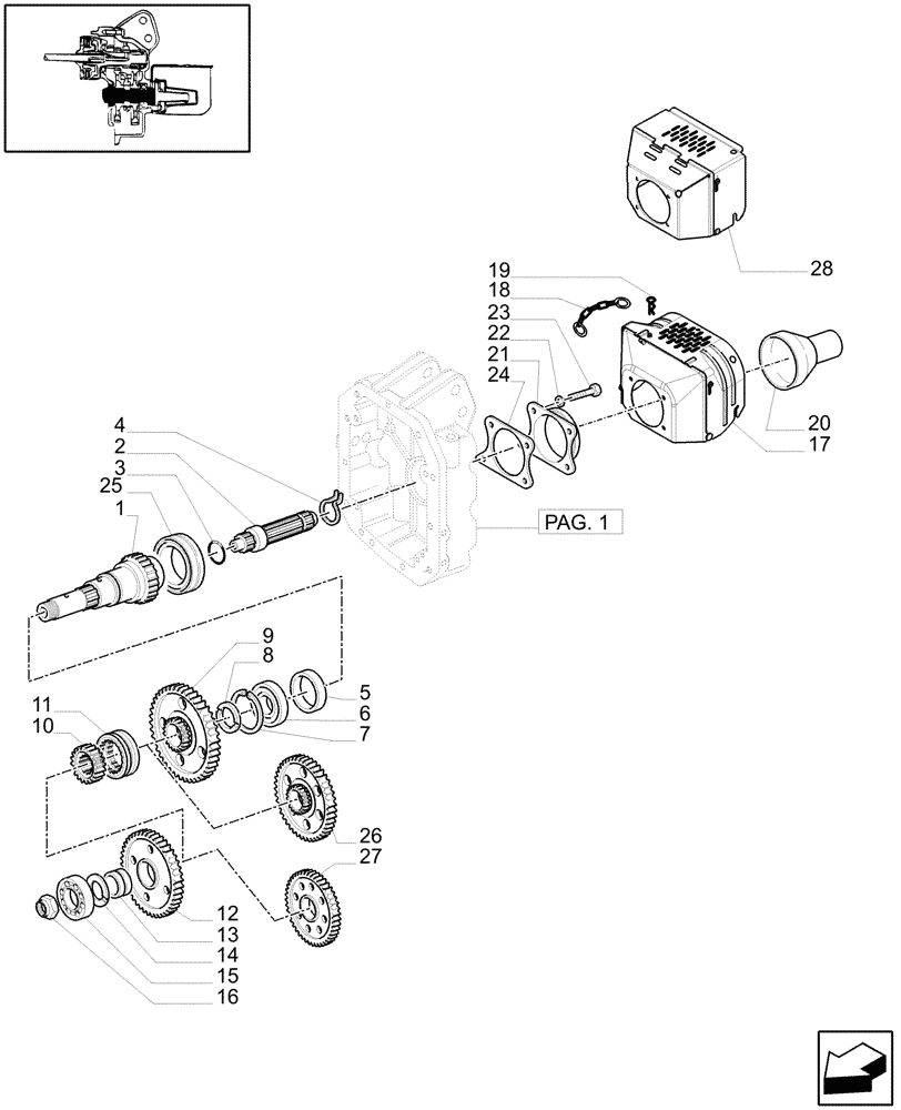 Схема запчастей Case IH MAXXUM 120 - (1.80.1[02]) - POWER TAKE-OFF 540/1000 RPM - GUARD, GEARS AND SHAFT (07) - HYDRAULIC SYSTEM