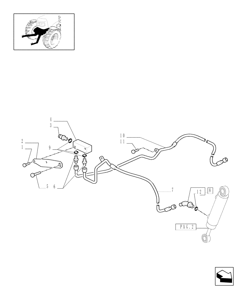 Схема запчастей Case IH JX1085C - (1.81.9/01[04]) - (VAR.839) FRONT PTO LIFT FOR EDC - PIPES (07) - HYDRAULIC SYSTEM