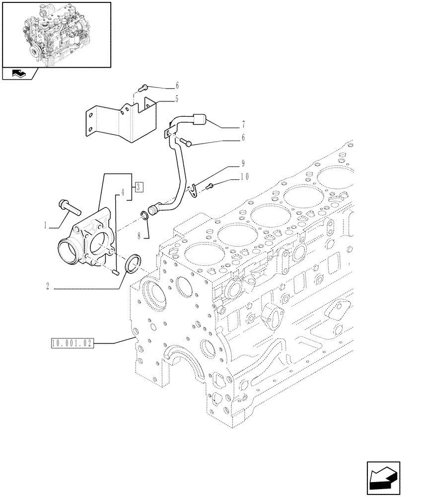 Схема запчастей Case IH F4DFE613C A005 - (10.400.0101[01]) - ENGINE COOLING SYSTEM PIPING (10) - ENGINE