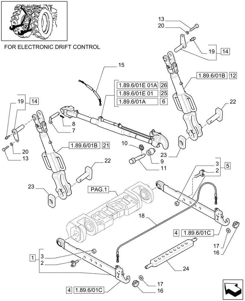 Схема запчастей Case IH MAXXUM 140 - (1.89.6/01[02]) - TOOLING CONNECTION UNIT (09) - IMPLEMENT LIFT