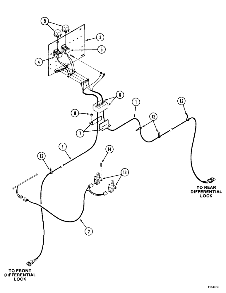 Схема запчастей Case IH 9350 - (4-68) - DIFFERENTIAL LOCK HARNESSES (04) - ELECTRICAL SYSTEMS