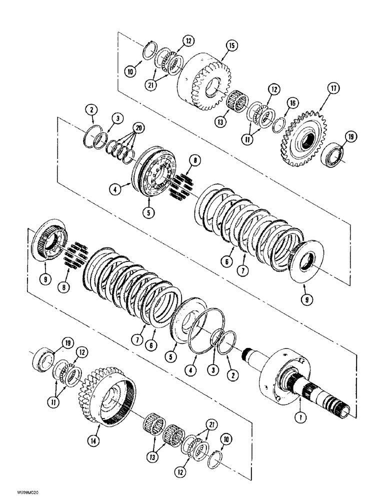 Схема запчастей Case IH 9380 - (6-020) - POWER SHIFT TRANSMISSION ASSEMBLY, 7 INCH SECOND CLUTCH PACK ASSEMBLY (06) - POWER TRAIN