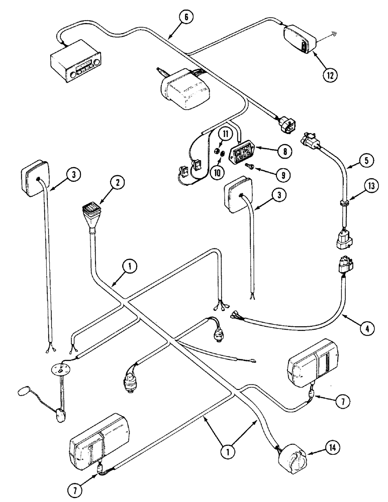 Схема запчастей Case IH 1594 - (4-54) - ELECTRICAL WIRING, TRACTORS WITH CAB (04) - ELECTRICAL SYSTEMS