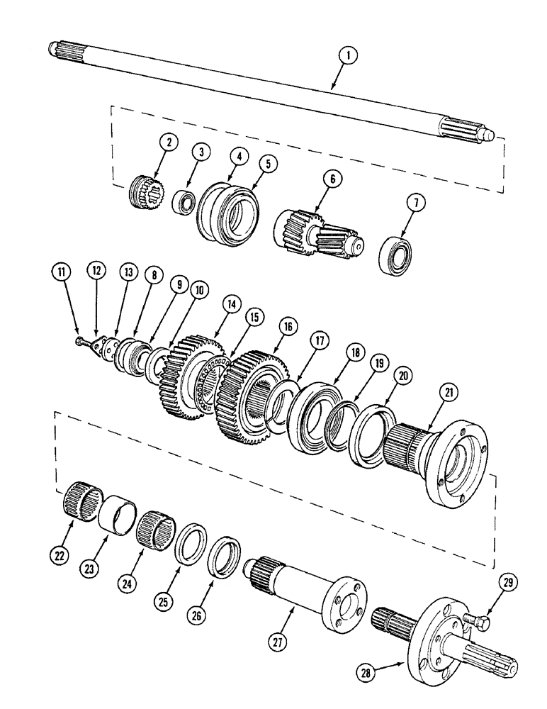 Схема запчастей Case IH 1494 - (6-256) - SHAFTS AND GEARS, REVERSIBLE SHAFT PTO (06) - POWER TRAIN