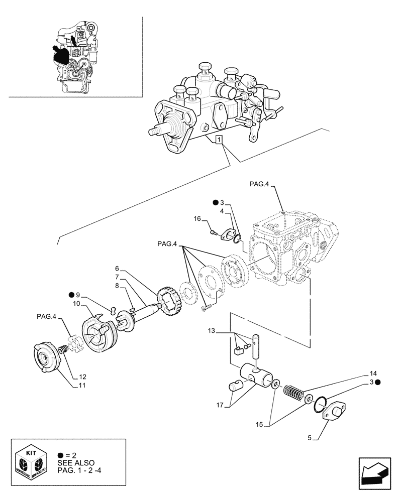 Схема запчастей Case IH JX65 - (0.14.0/ A[03]) - INJECTION PUMP (01) - ENGINE