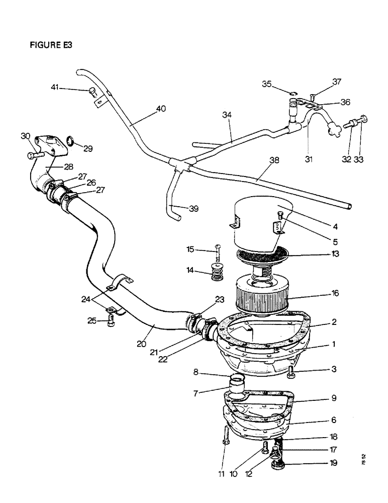 Схема запчастей Case IH 1410 - (E03-1) - SELECTAMATIC HYDRAULIC SYSTEM, SUCTION FILTER AND LOW PRESSURE PIPED UP TO S/N NOTE A (07) - HYDRAULIC SYSTEM