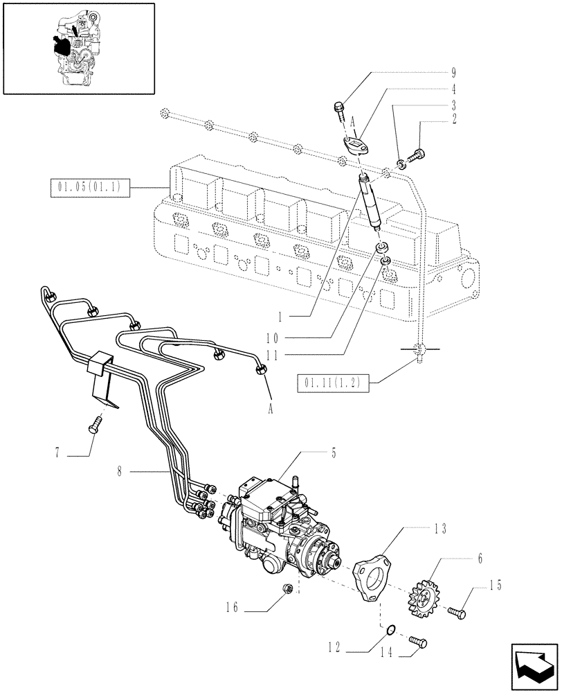 Схема запчастей Case IH WDX1902 - (01.11[01.1]) - FUEL SYSTEM (01) - ENGINE