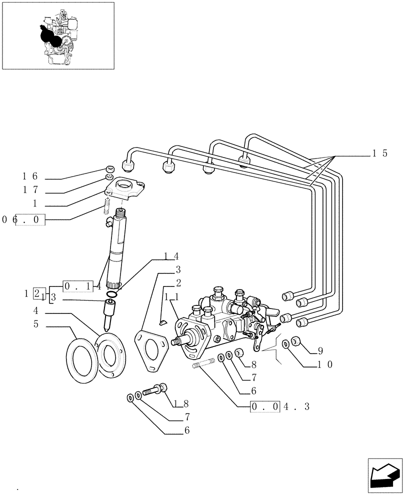 Схема запчастей Case IH JX75 - (0.14.0/04[01]) - FUEL INJECTION PUMP ASSEMBLY (AFTER S/N 13287) (01) - ENGINE