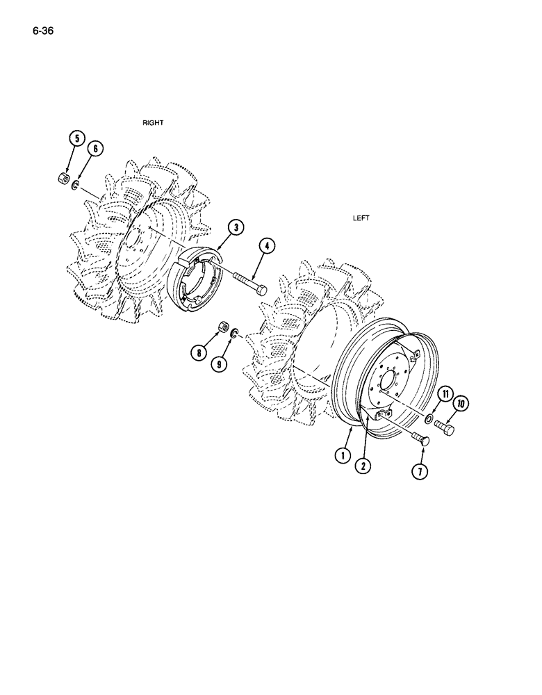 Схема запчастей Case IH 265 - (6-36) - REAR WHEELS, 2 PIECE RIM AND DISC, 24 INCH DIAMETER (06) - POWER TRAIN