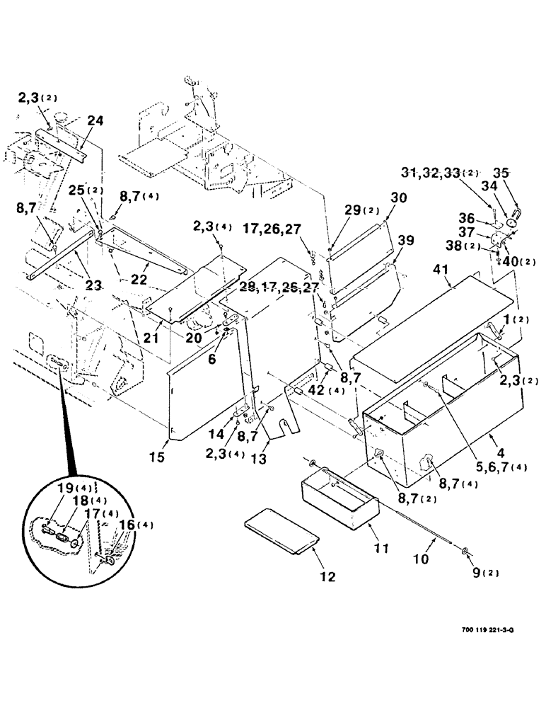 Схема запчастей Case IH 8545 - (7-10) - SHIELDS AND TWINE BOX ASSEMBLY - LEFT (12) - MAIN FRAME