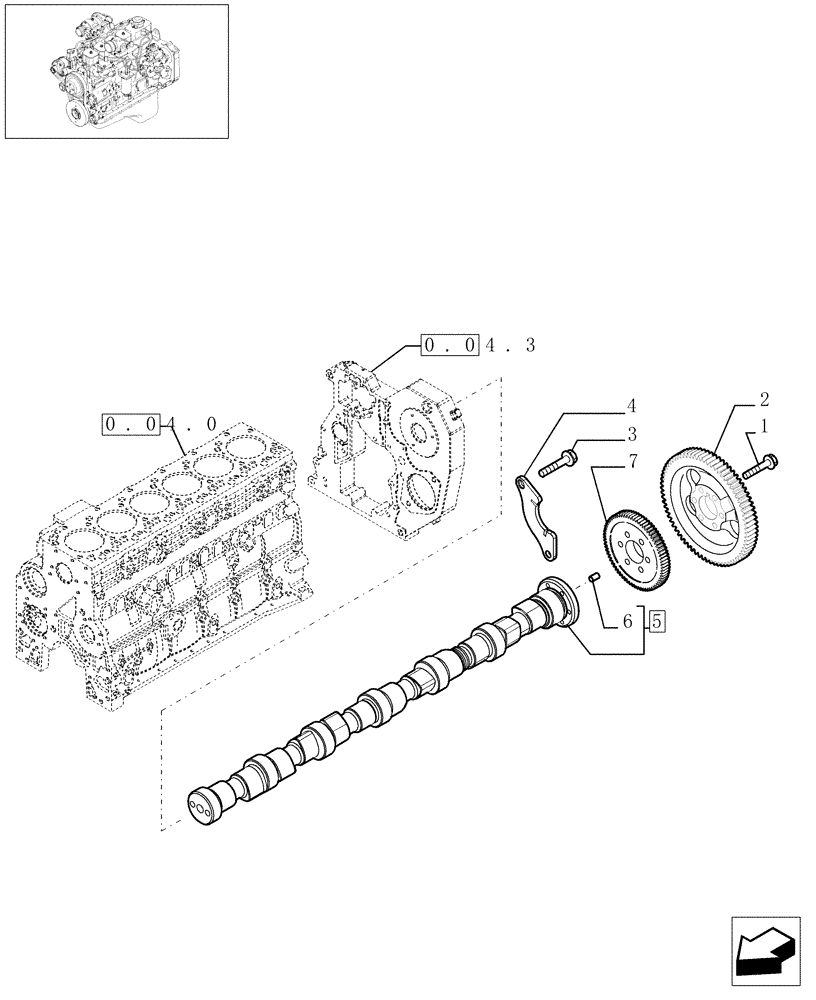 Схема запчастей Case IH PX170 - (0.12.0[01]) - CAMSHAFT - TIMING CONTROL (504062749) (02) - ENGINE