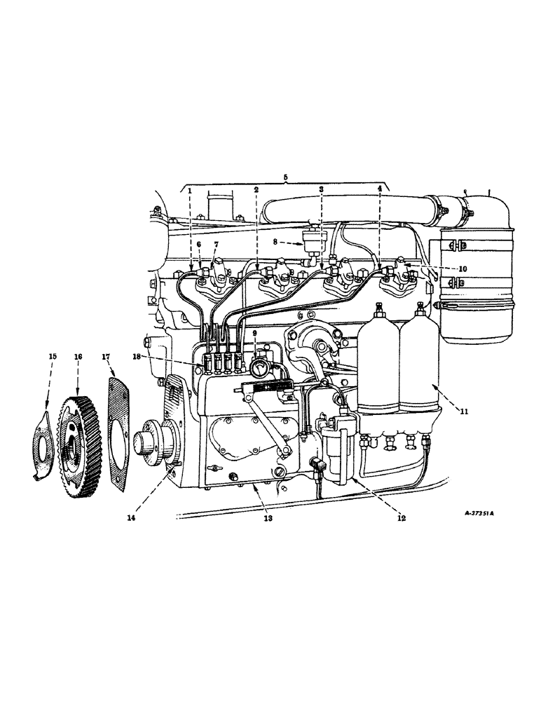 Схема запчастей Case IH 450-SERIES - (088) - DIESEL ENGINE, FUEL INJECTION PUMP CONNECTIONS & PIPES (01) - ENGINE