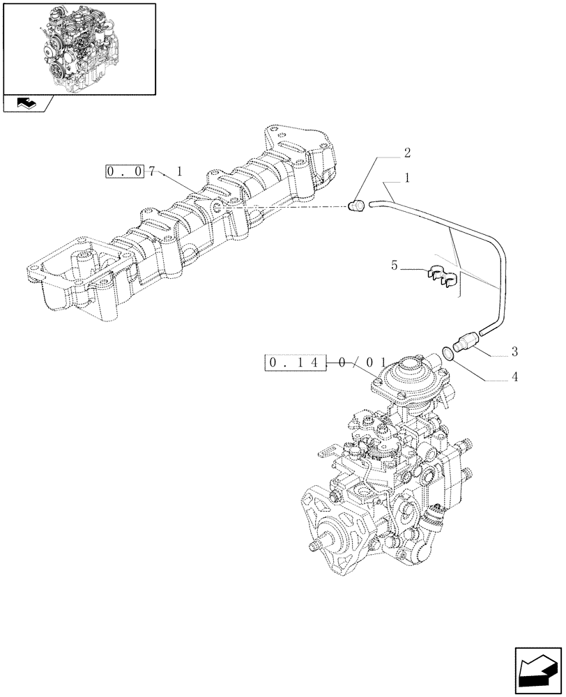 Схема запчастей Case IH FARMALL 75N - (0.14.6/01) - INJECTION EQUIPMENT - PIPING (01) - ENGINE