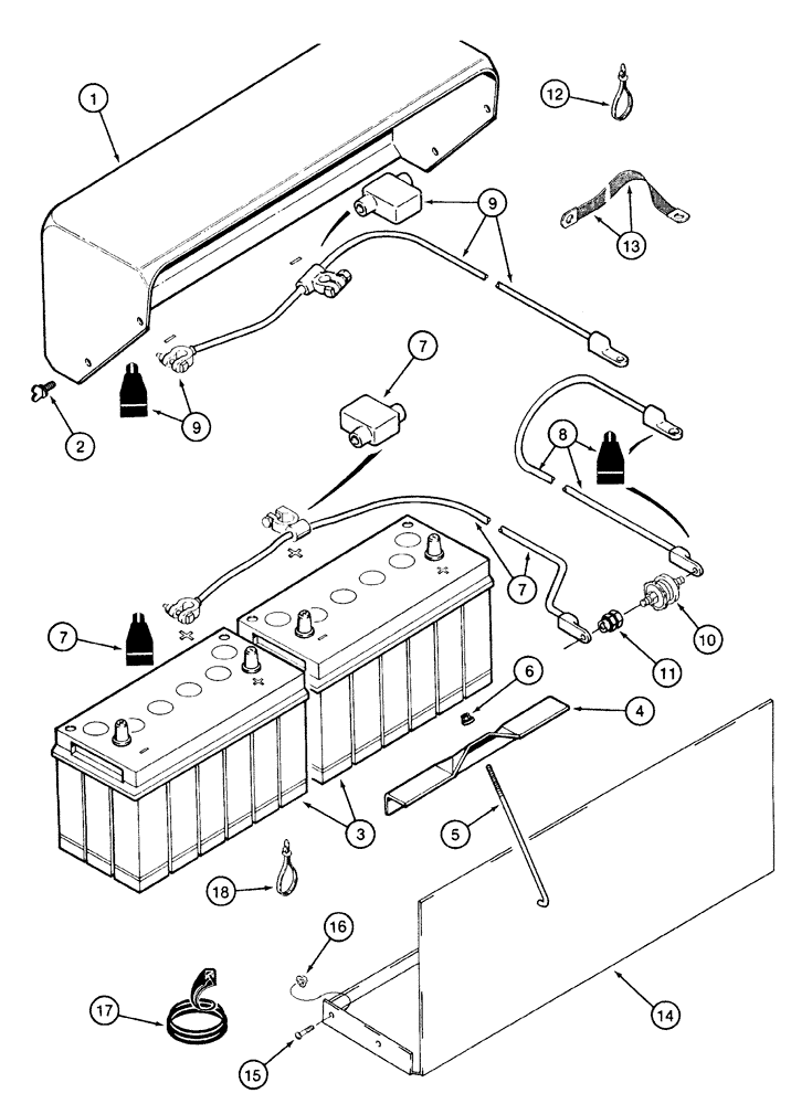 Схема запчастей Case IH 2155 - (4-30) - BATTERY COVER, BATTERY AND CABLES (06) - ELECTRICAL SYSTEMS