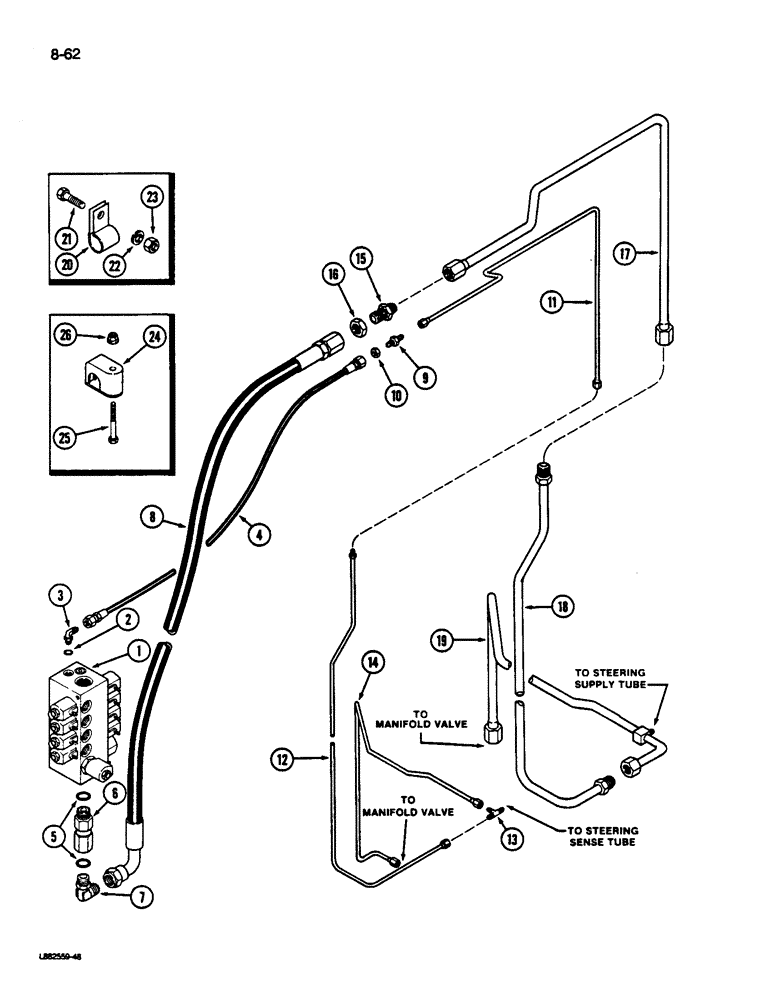 Схема запчастей Case IH 1822 - (8-62) - BASKET MANIFOLD VALVE SUPPLY AND SENSE SYSTEM, 1822 COTTON PICKER (07) - HYDRAULICS