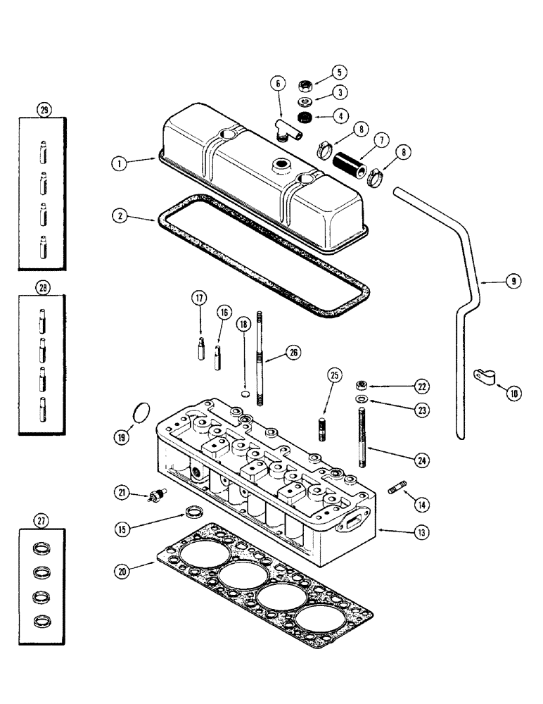 Схема запчастей Case IH 1255 - (032) - CYLINDER HEAD ASSEMBLY, 188 SPARK IGNITION ENGINE (10) - ENGINE